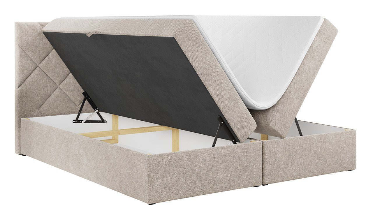 MKS MÖBEL Boxspringbett STELLE 3, mit Schlafzimmer, Bettkasten Doppelbett für mit Multipocket-Matratze
