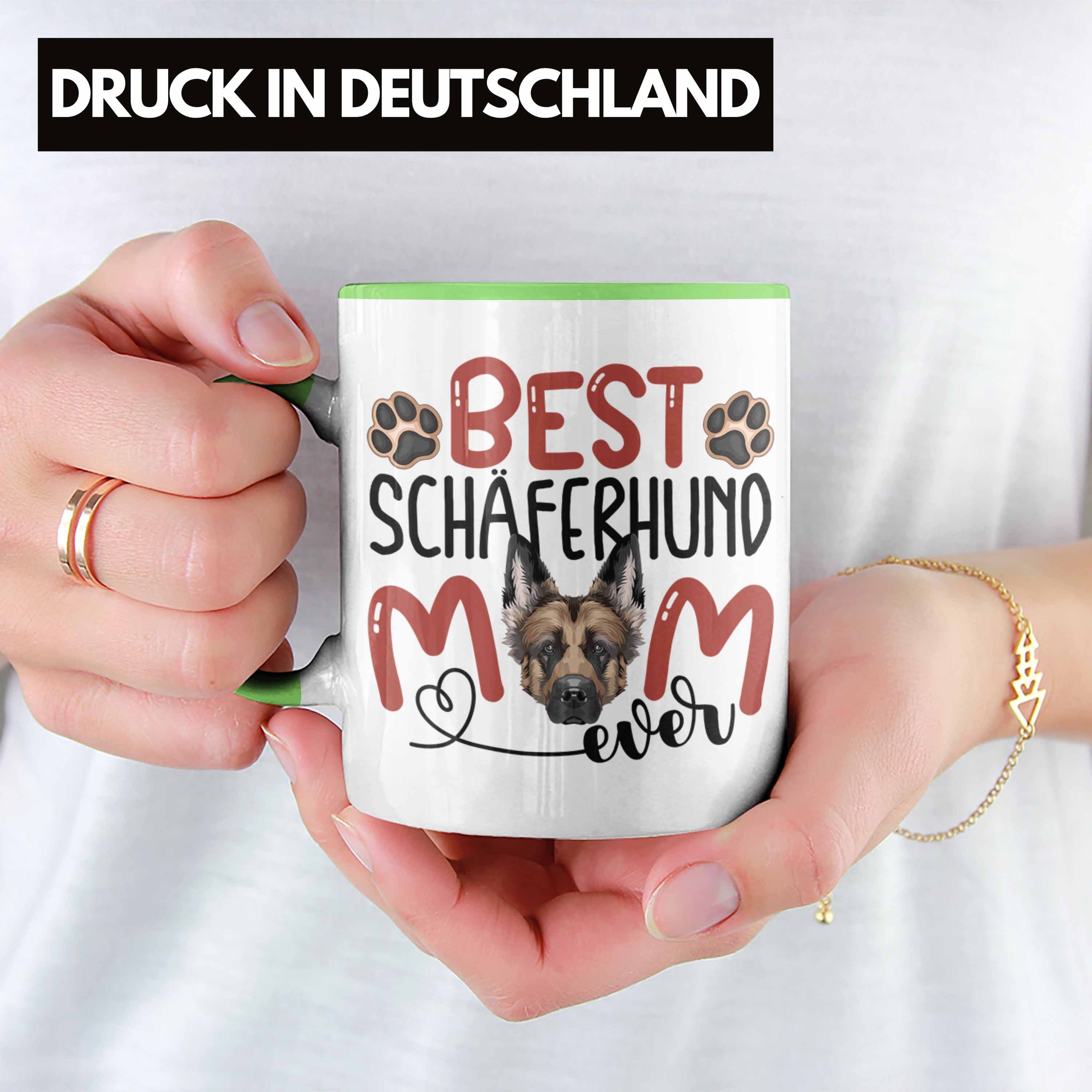 Geschenkidee Tasse Grün Lustiger Mom Schäferhund Geschenk Tasse Trendation Besitzerin Spruch