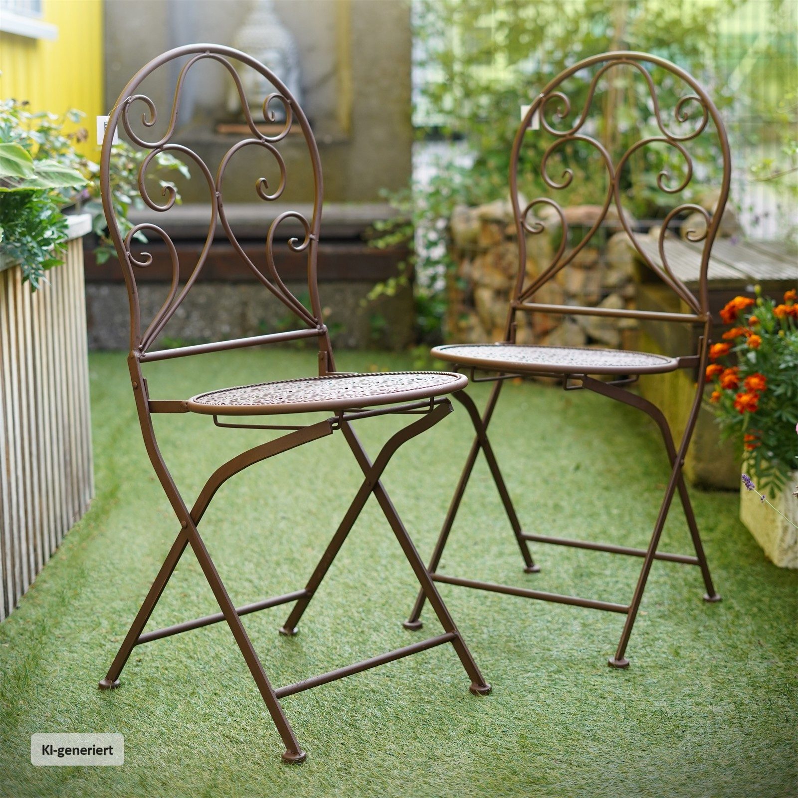HTI-Living Gartenstuhl Gartenstuhl 2er-Set Lani Antik (Set, 2 St), Metallstuhl nostalgisch Klappstuhl – Bild 2 von 2