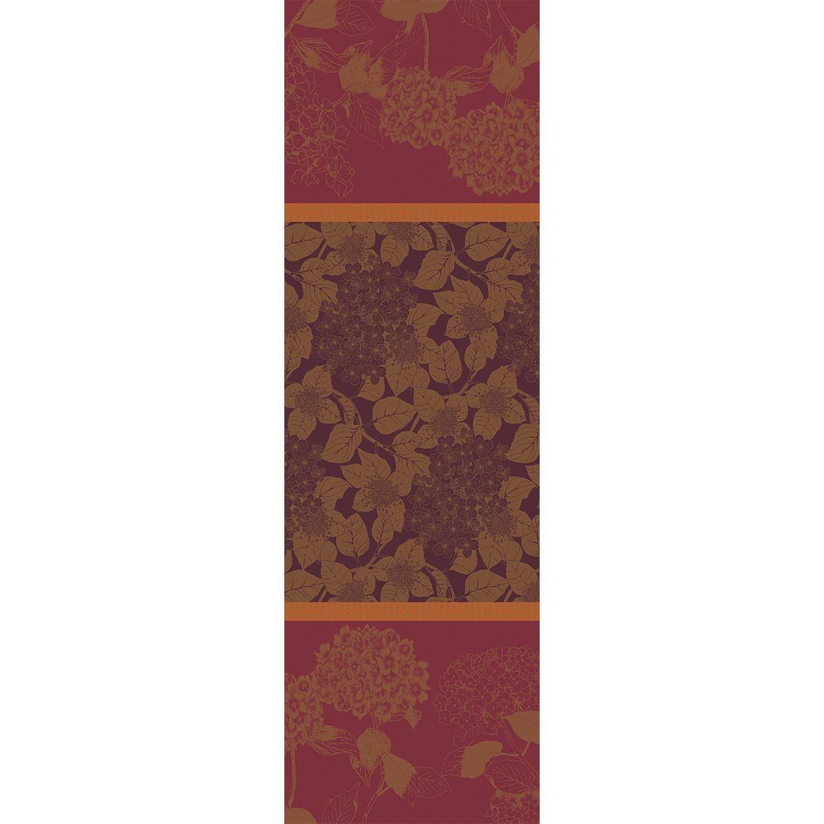 Garnier Thiebaut Узкие скатерти Узкие скатерти Hortensias Rouille 54x174 cm, jacquard-gewebt