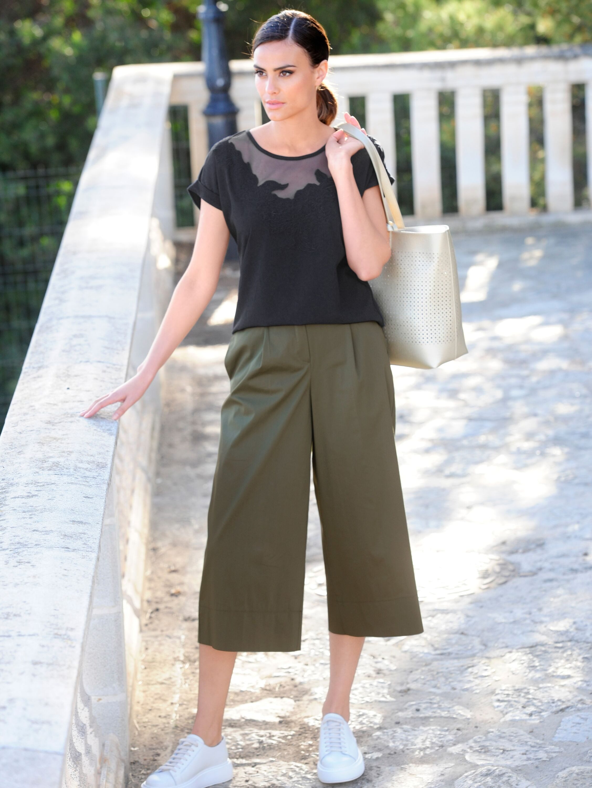 Culotte Culotte Hose mit weitem Beinverlauf