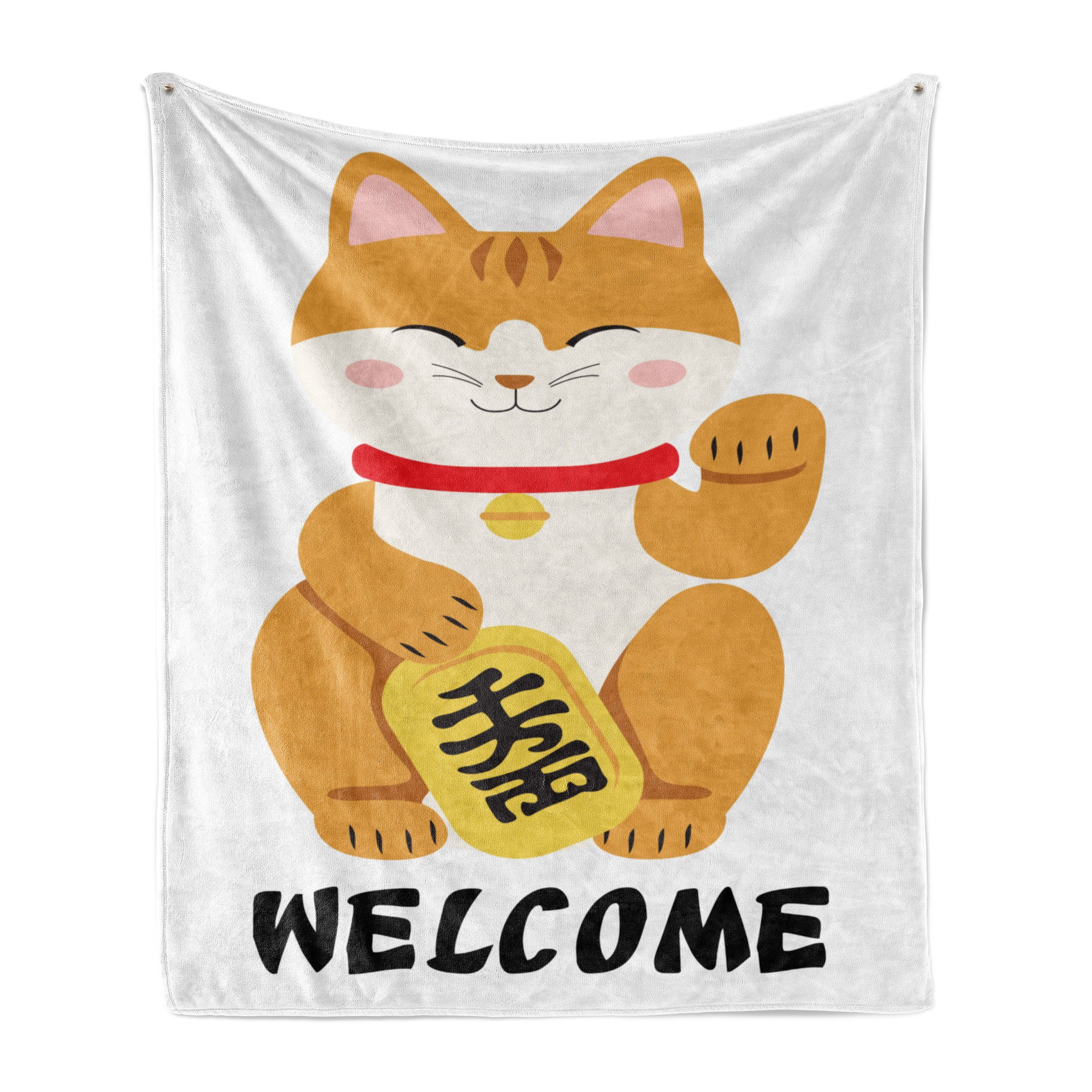 Nizza Wohndecke Katze für und Plüsch Gemütlicher den Abakuhaus, japanische Innen- Katzen-Gekritzel Außenbereich,
