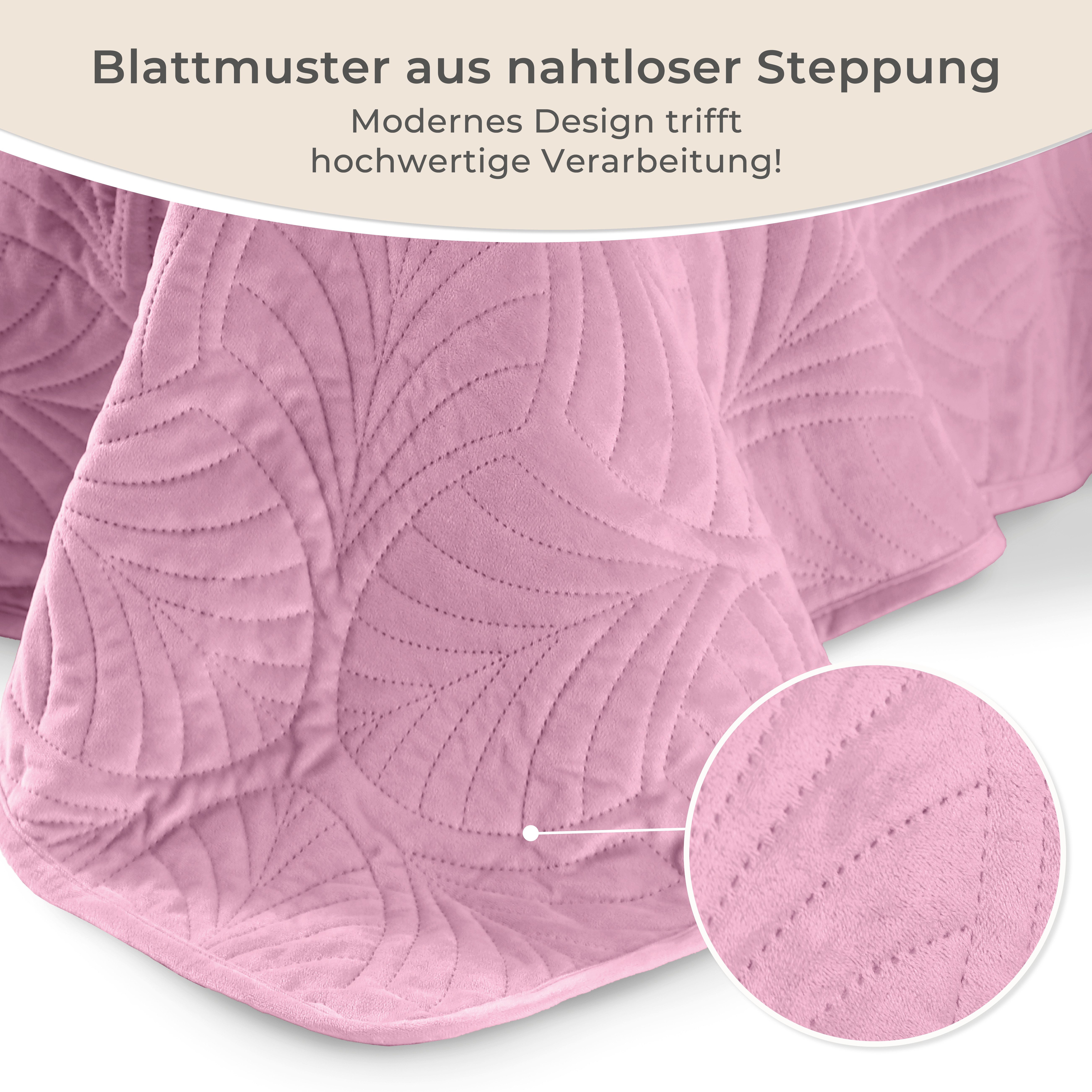 Gräfenstayn Tagesdecke Gräfenstayn Premium Tagesdecke mit nahtloser Steppung & Blatt-Design, Gräfenstayn Premium Tagesdecke mit nahtloser Steppung & Blatt-Desig – Bild 5 von 5