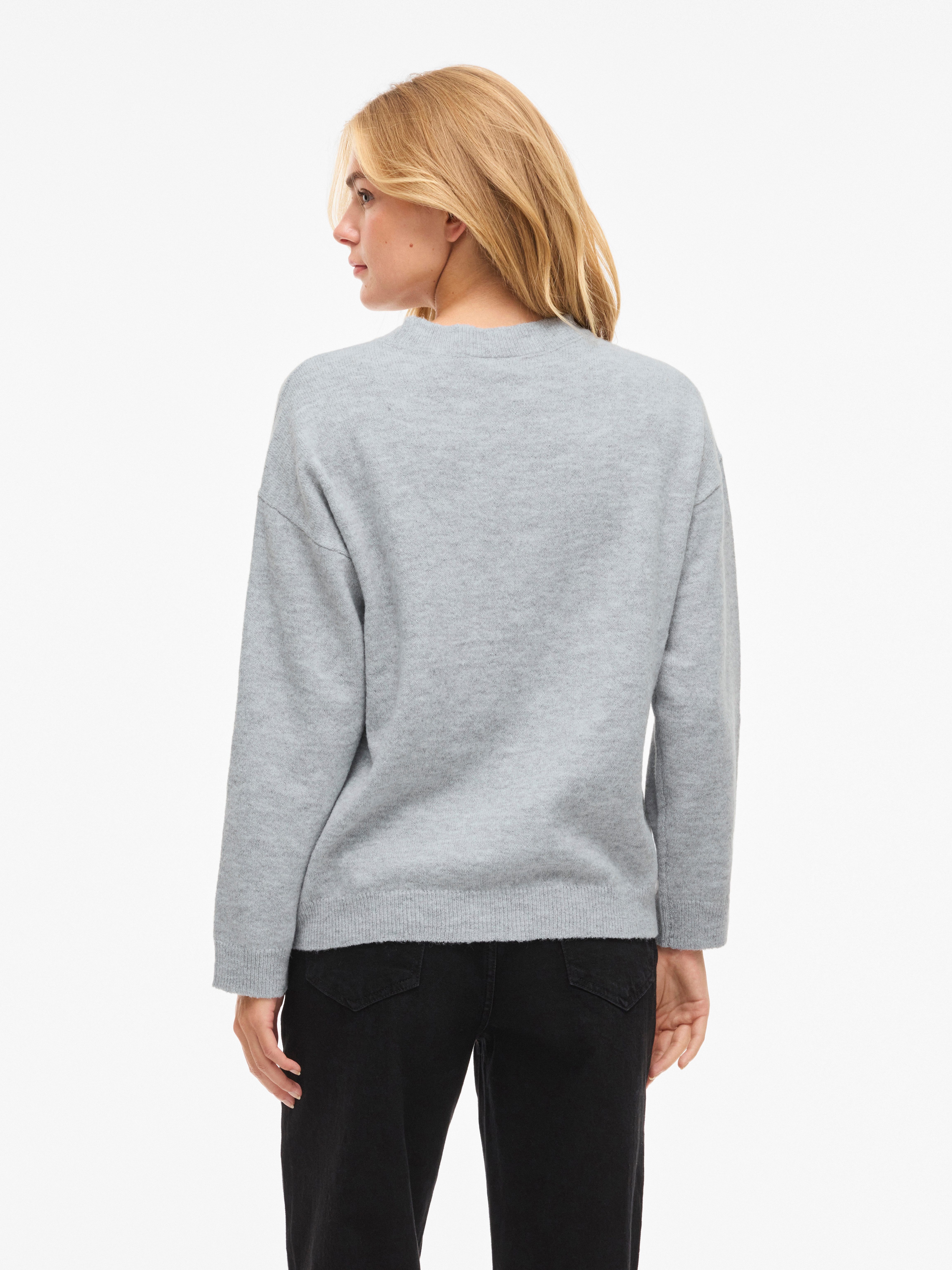 Vila Strickpullover VILIGA L/S O-NECK KNIT TOP - NOOS Materialmix, relaxed fit