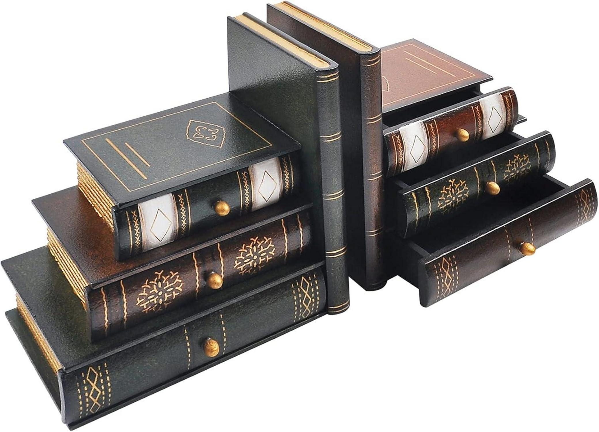 Buchstütze Vintage Buchstützen aus Holz - Dekorative Organizer für Büro und