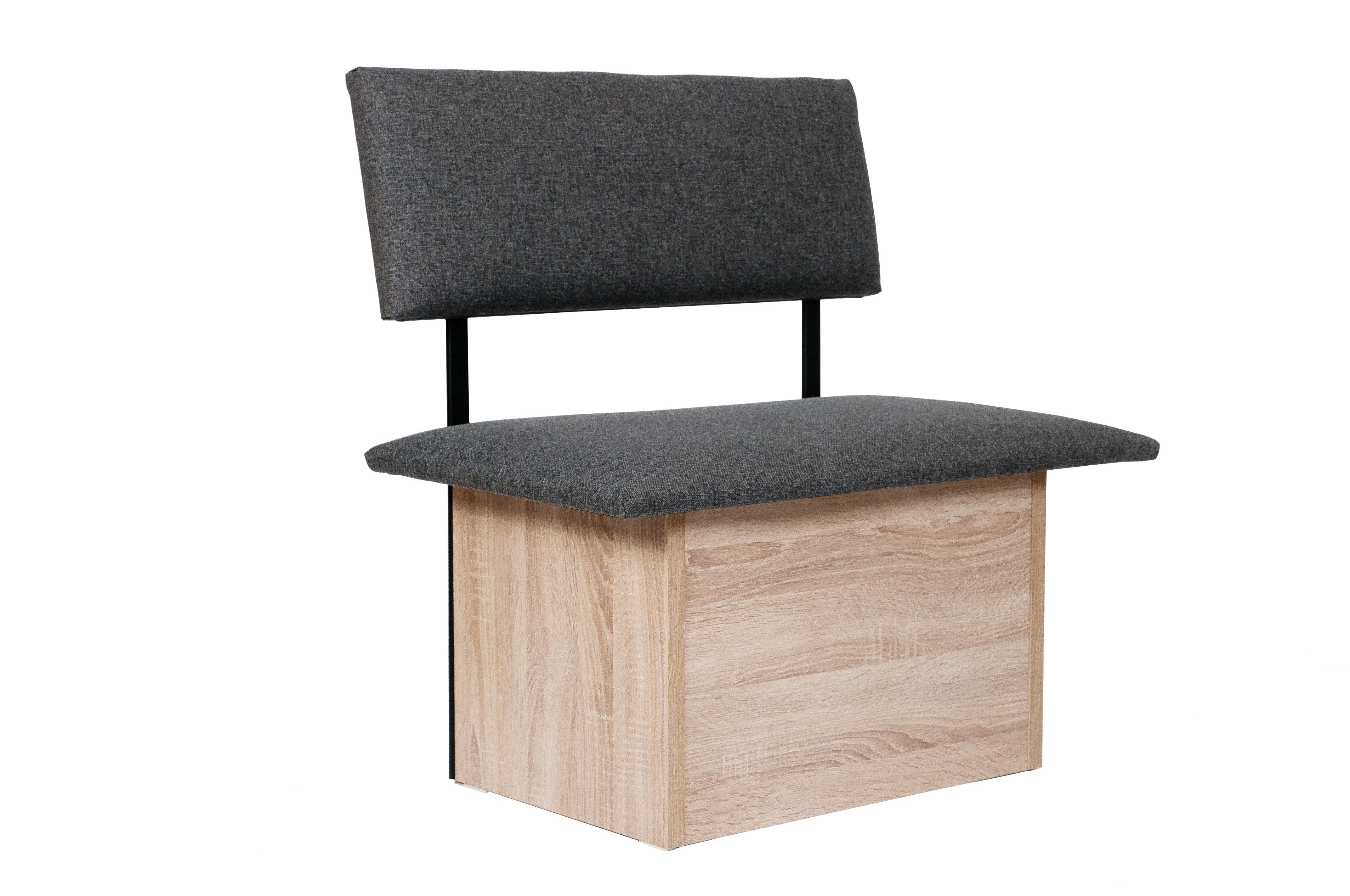 kundler home Sitzbank mit Truhe, Sitz und Lehne gepolstert, L85cm, Eiche Premiumdekor