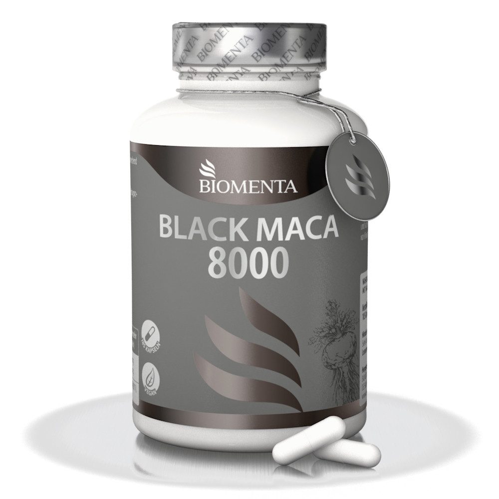 BIOMENTA Maca 8000 - 185 Kapseln hochdosiert - 10:1 Peru Black Maca Extrakt Kapseln, 185 St., 92.50 g