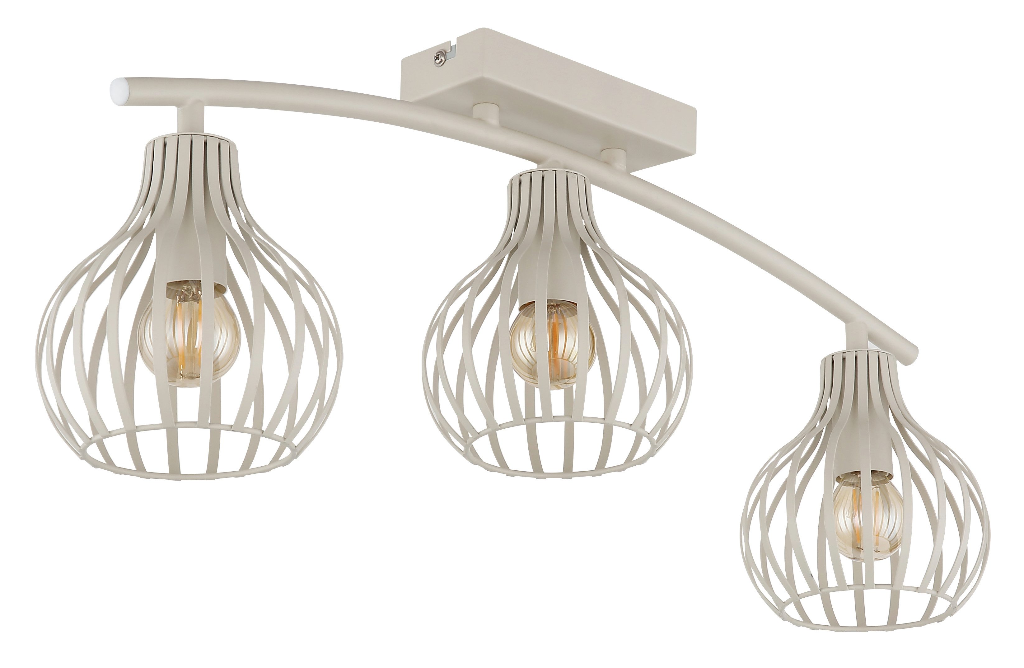 OTTO home Deckenleuchte Yannic, Deckenlampe Metall cremefarben, exkl. 3x E14 40W 230V, ohne Leuchtmittel, LxBxH: 60x55x24cm; Durchmesser Schirm: 13cm, neutrale Farbtöne