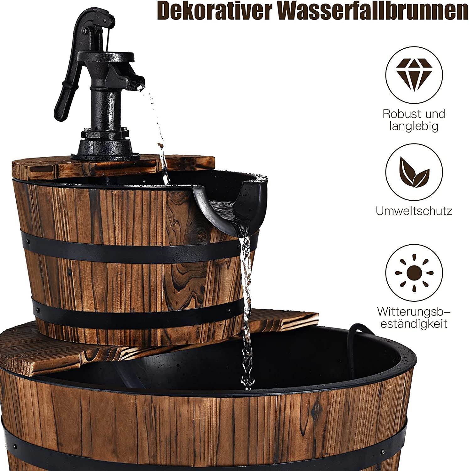 und Tannenholz,für draußen KOMFOTTEU drinnen Gartenbrunnen Springbrunnen, aus