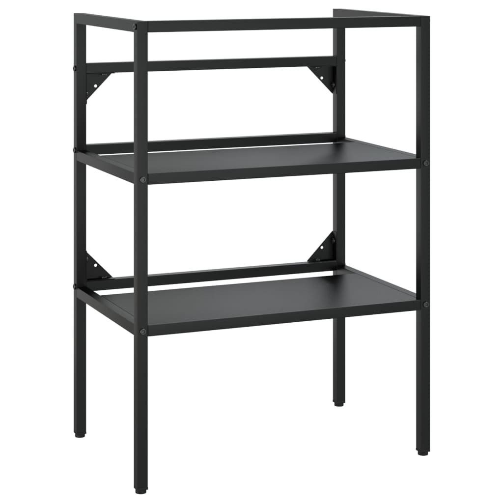 vidaXL Badregal Badezimmer-Waschtischgestell mit Waschbecken Schwarz Eisen, 1-tlg.