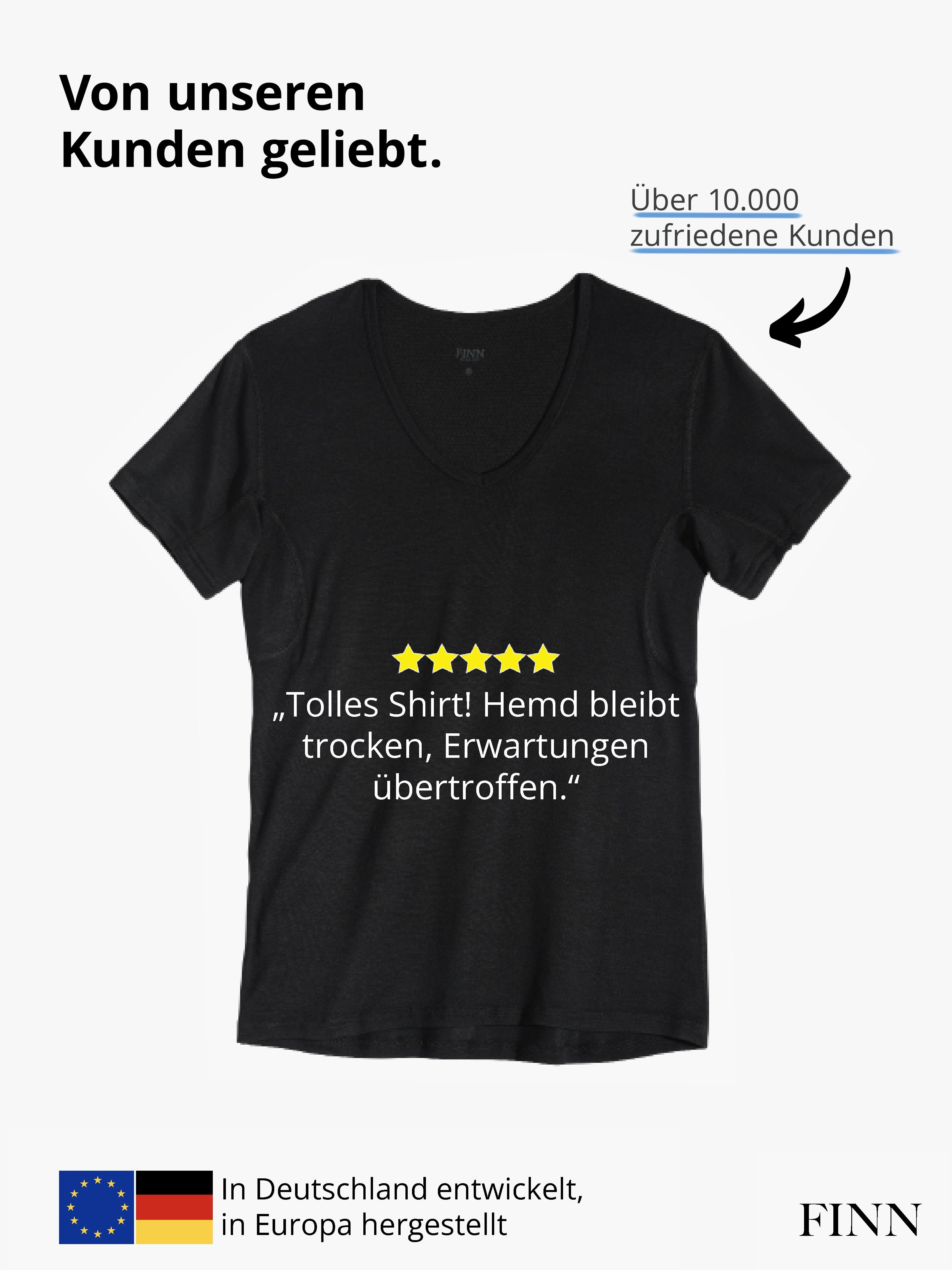 FINN Design Unterhemd Anti-Schweiß garantierte 100% vor Herren Schutz Schwarz Schweißflecken, Unterhemd Wirkung