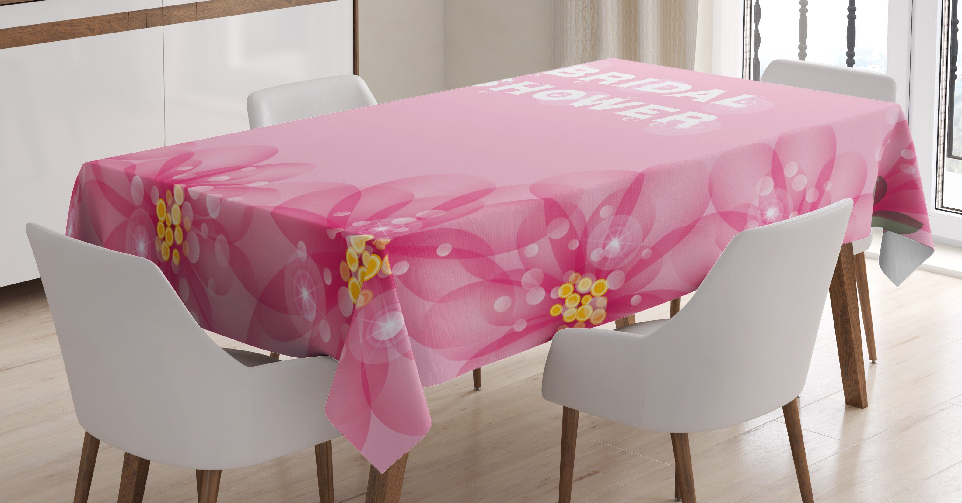 Abakuhaus Tischdecke Farbfest Waschbar Für den Außen Bereich geeignet Klare Farben, Rosa Abstrakte Blumenblätter Dots