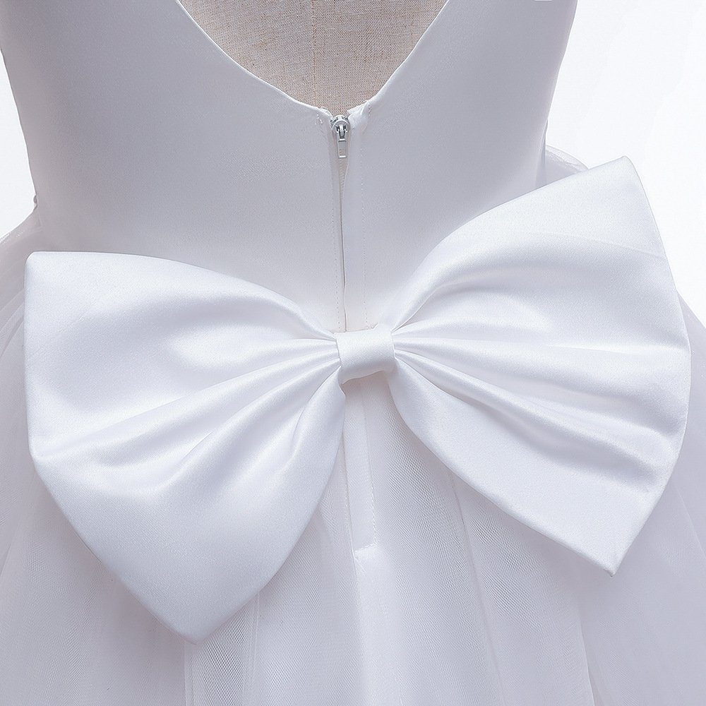 LAPA Abendkleid für Ballkleid Blumenbesticktes Mädchen, Tüllkleid Weiß