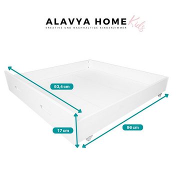 Alavya Home® Schubkasten SNOW (Set, 2 St., 2er-Set), aus massiver Kiefernholz auf Rollen für Kinderbett