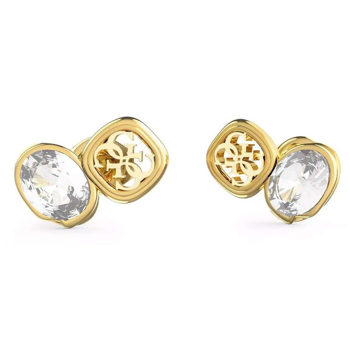 Guess Paar Ohrstecker JUBE05572JWYGT/U, für Damen 4G & Crystals Goldfarben