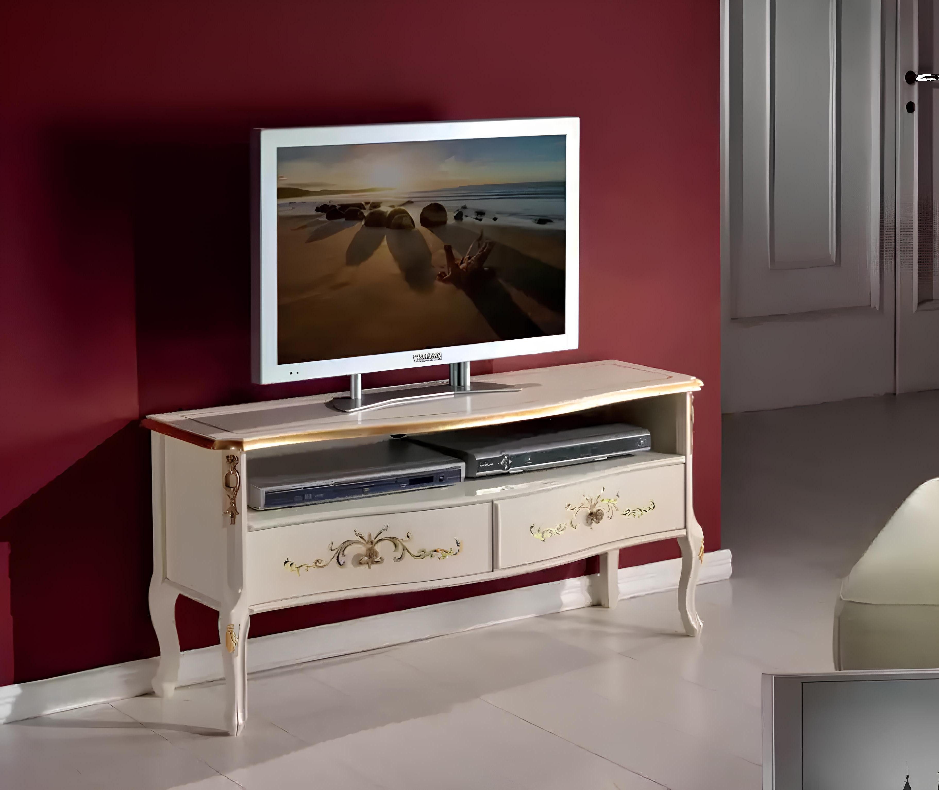 Xlmoebel TV-Schrank Klassischer weißer Holzschrank mit Stauraum für Wohnaccessoires (1-St., TV-Ständer) Hergestellt in Europa