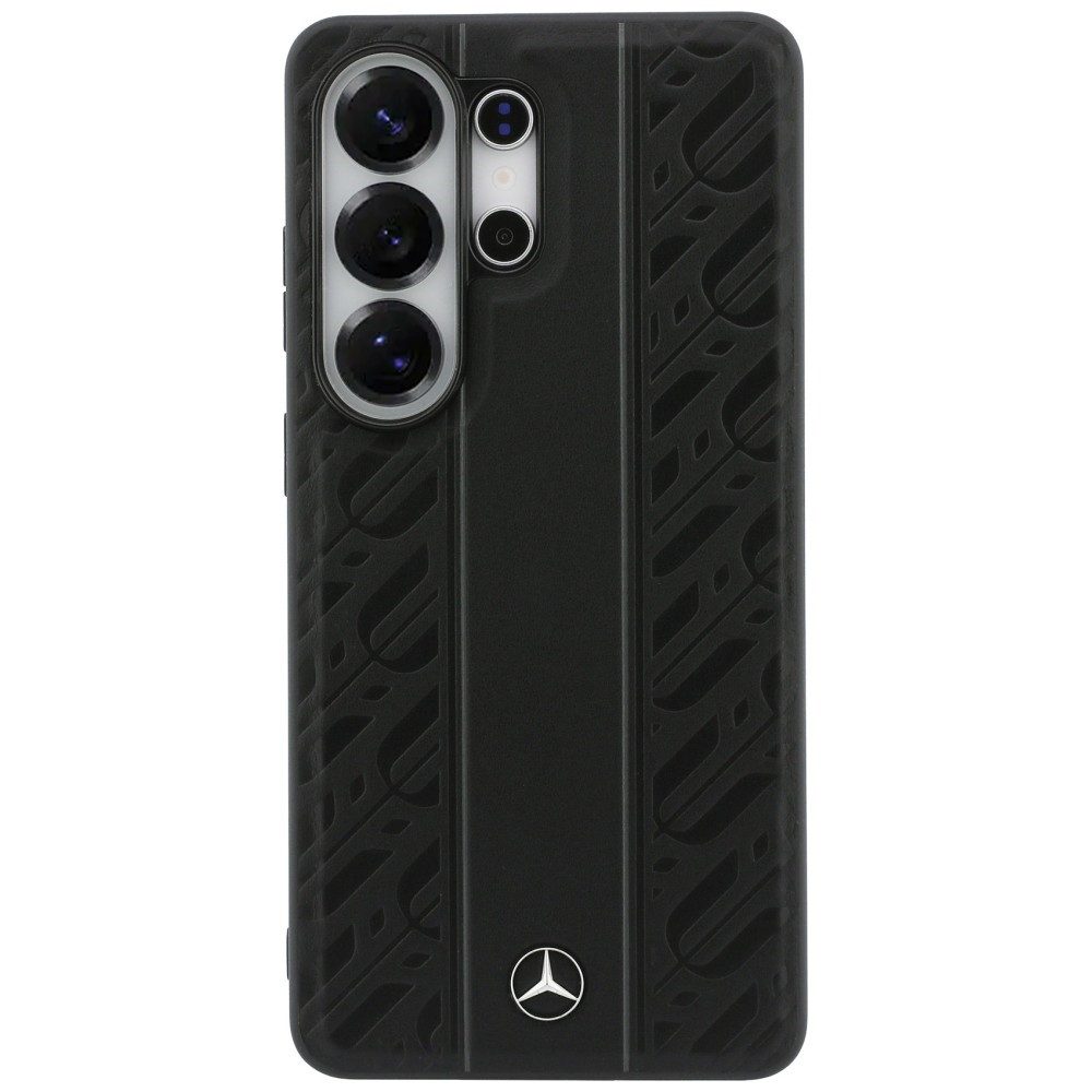 Mercedes Benz Handyhülle MagSafe Hülle Galaxy S26 Ultra Echtleder schwarz Streifen Logo Metall 6,9 Zoll, Kantenschutz