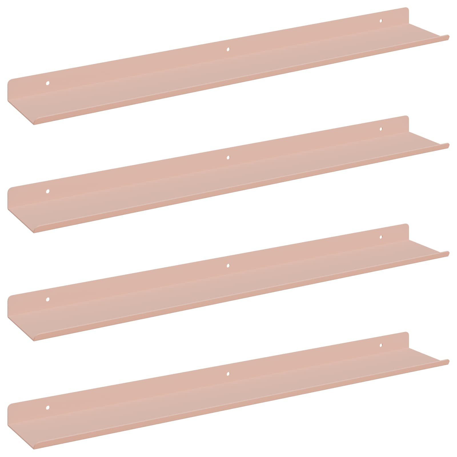 vidaXL Regal Schwebendes Regal 4 stk. Rosa 60 x 8,5 x 2,5 cm Stahl, 4-tlg.