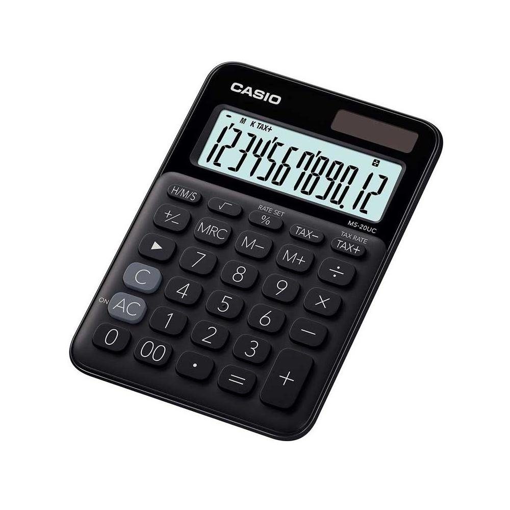 CASIO Taschenrechner MS-20UC-BK Einfacher Taschenrechner Batterie/Solar