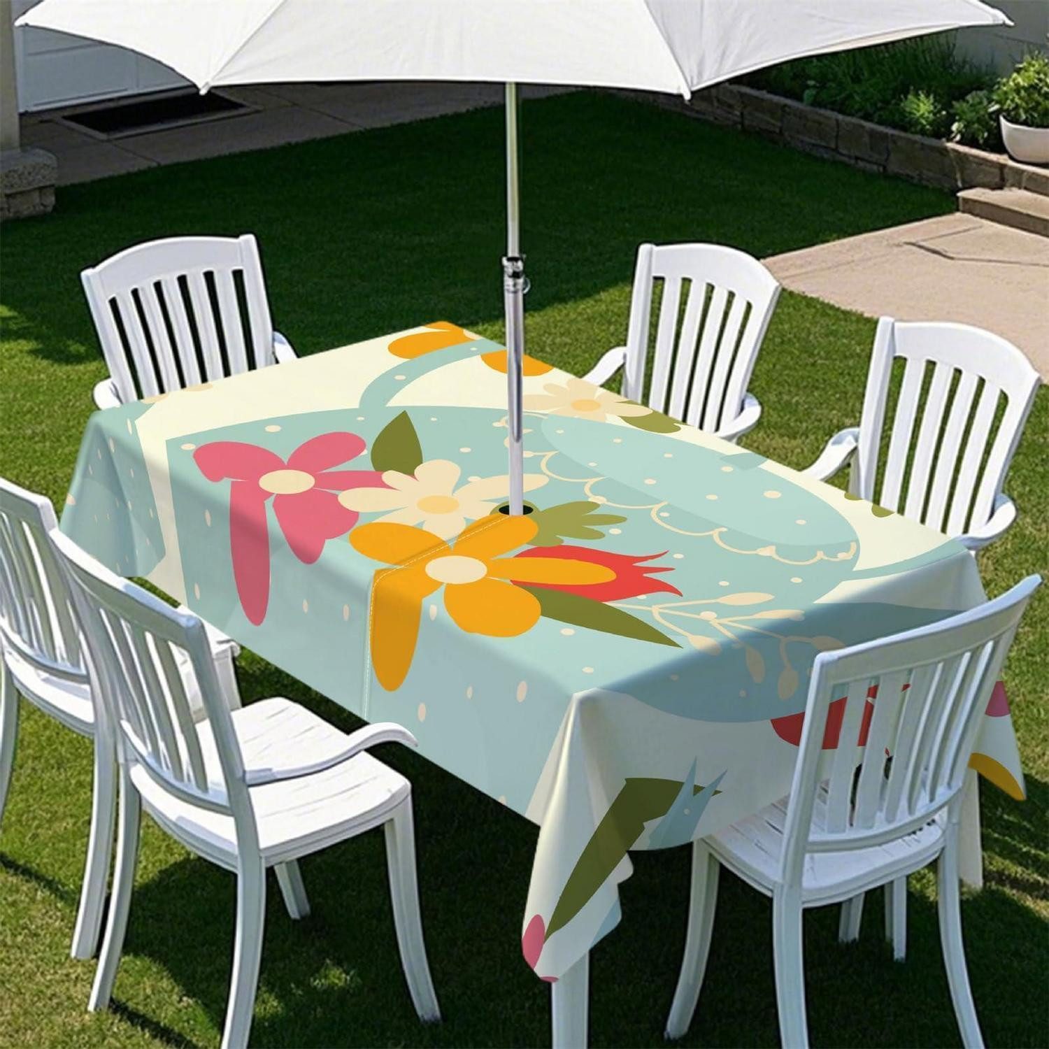 LuxusKollektion Gartentischdecke Tischdecke mit Loch und Reissverschluss 259x152cm (1-tlg)