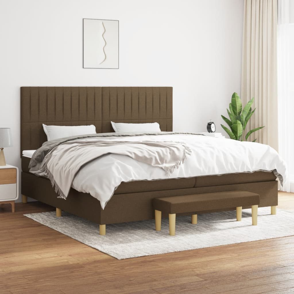 vidaXL Boxspringbett Boxspringbett mit Matratze Dunkelbraun 200x200 cm Stof günstig online kaufen