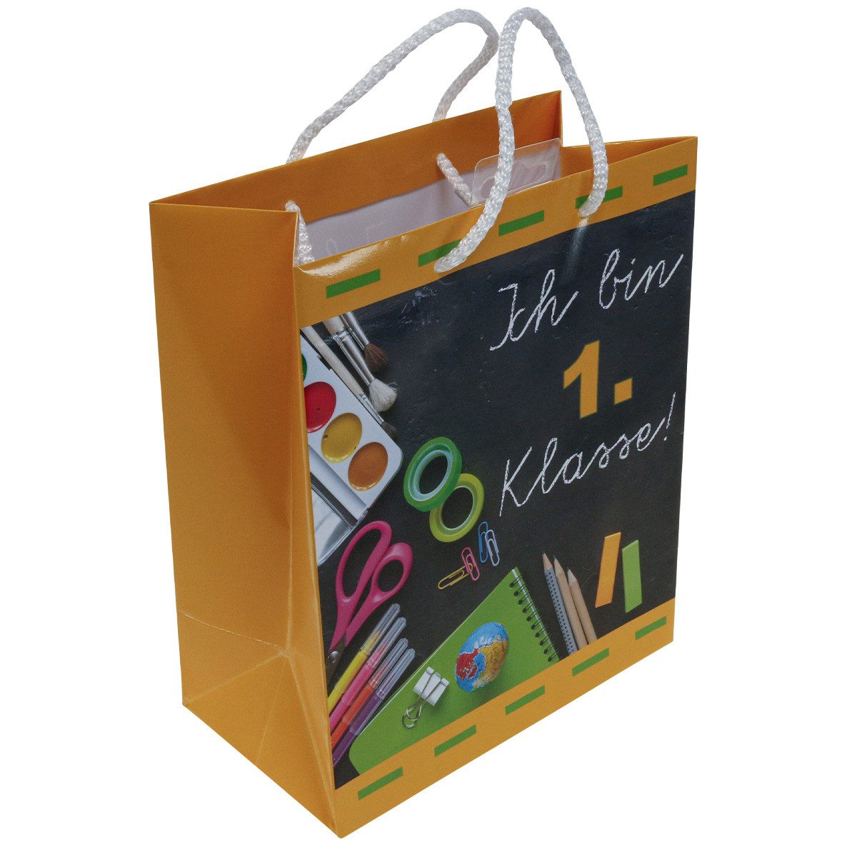 Florists Products Dekofigur Geschenktasche Schulanfang mit Schreibmotiven Einschulung