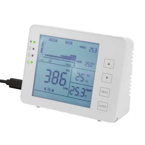 LogiLink Raumluft-Qualitätssensor CO2-Messgerät mit Ampel Temperaturanzeige und Luftfeuchtigkeitsanzeige