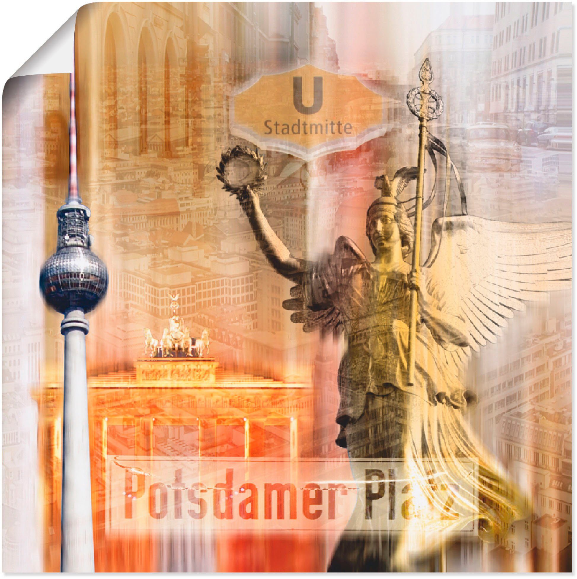 Artland Wandbild Berlin Skyline Collage V, Gebäude (1 St), als Leinwandbild, Wandaufkleber oder Poster in versch. Größen