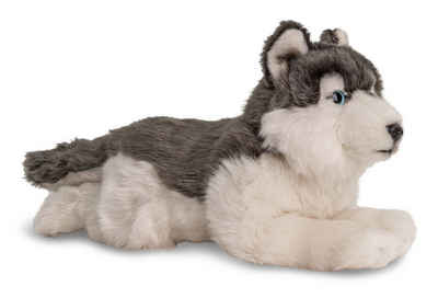 Uni-Toys Kuscheltier Husky grau, liegend - 38 cm (Длина) - Plüsch-Hund - Plüschtier, zu 100 % recyceltes Füllmaterial