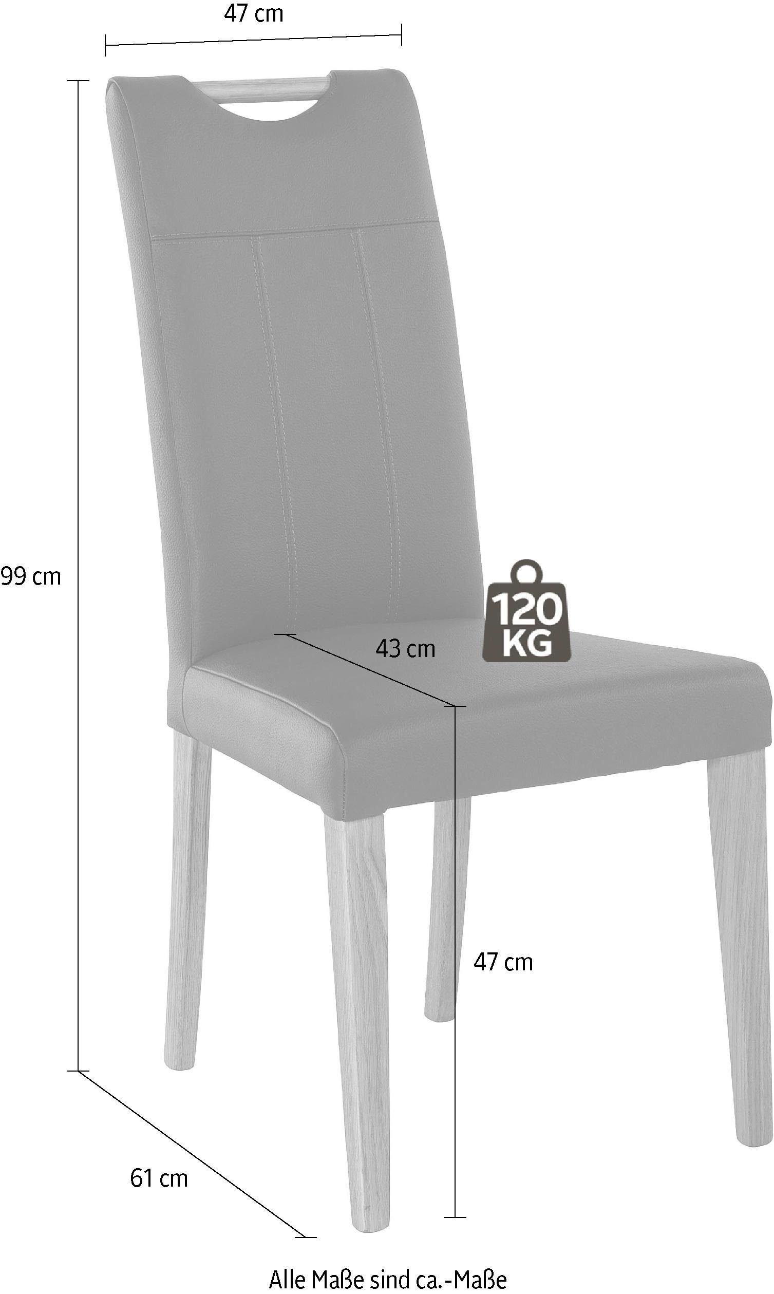 Home affaire Esszimmerstuhl Roberta (Set, 2 St), mit Bezug aus Echtleder un günstig online kaufen