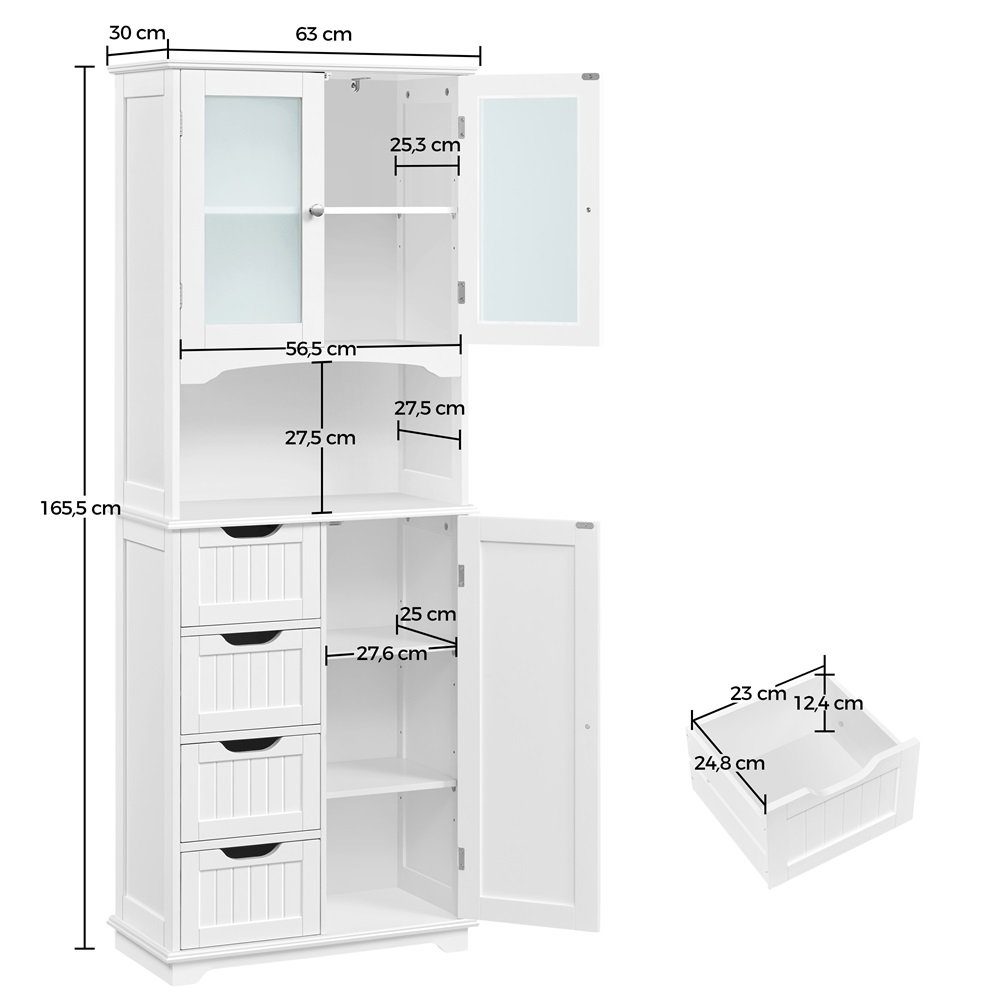 Yaheetech Hochschrank Badezimmerschrank Küchenschrank verstellbarem mit Einlegeboden