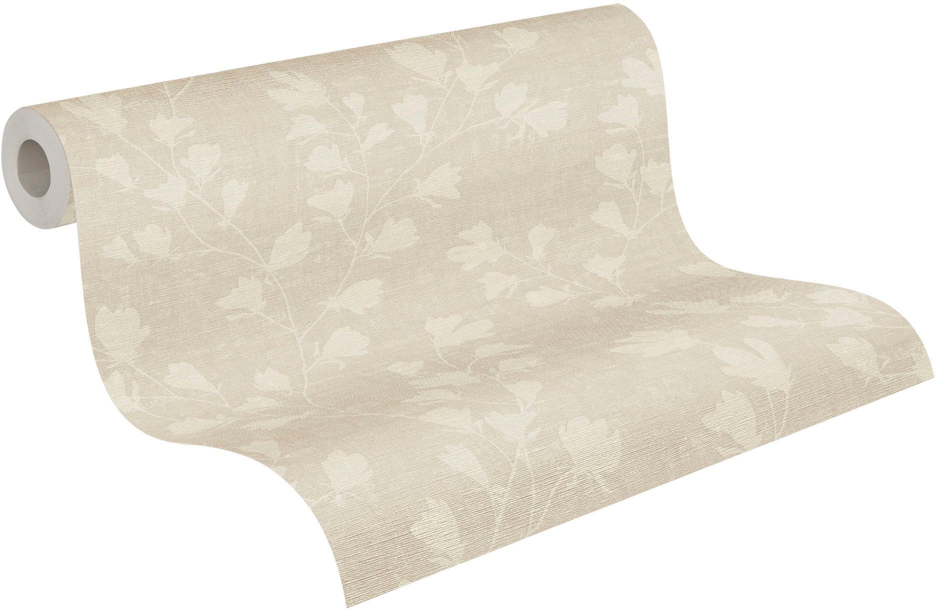 A.S. Création Vliestapete Nara Blätterranke, leicht strukturiert, matt, gemustert, neutral, (1 St), Tapete Natur Tapeten Wohnzimmer Schlafzimmer Küche modern De – Bild 2 von 5