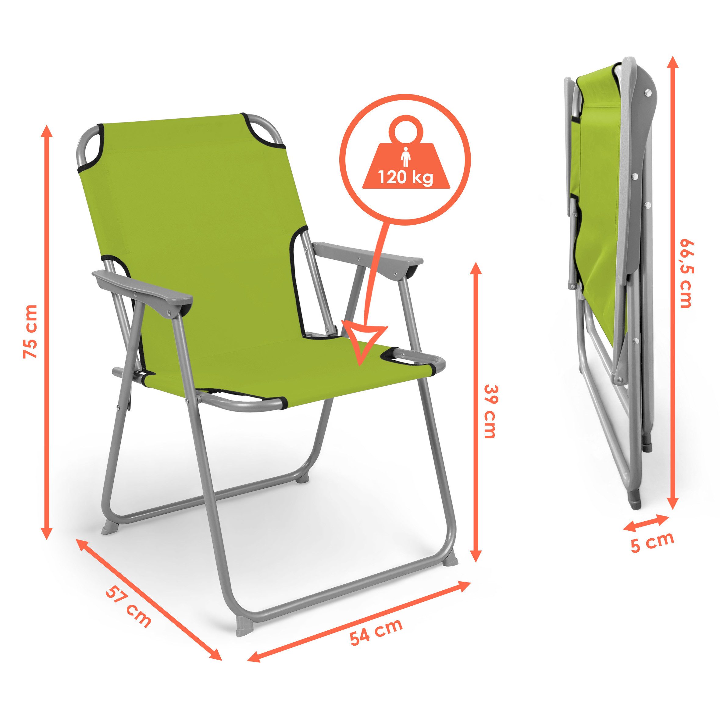 Spetebo Campingstuhl Camping Klappstuhl belastbar bis 120 kg - 2er Set (Anz günstig online kaufen