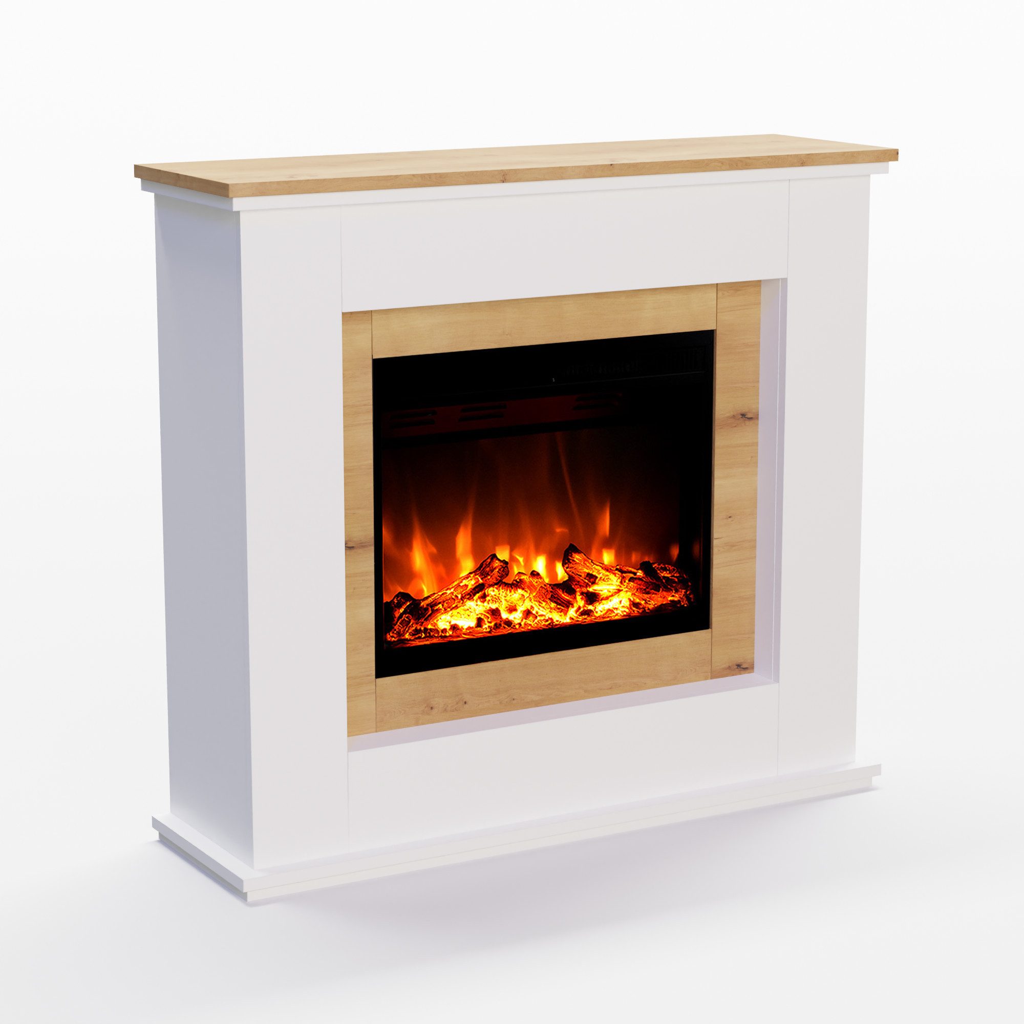 GLOW FIRE Elektrokamin EUROPA LED Kamin mit Heizung, Standkamin, Elektrischer Kamin mit 3-fach Farbwechsler und Knisterfunktion
