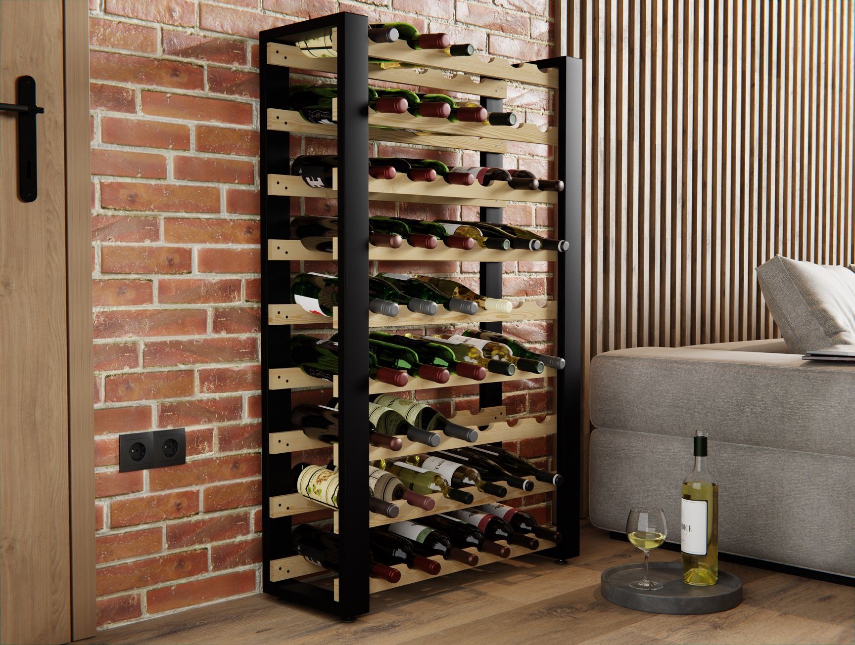 Lenmar Weinregal LOFT Weinregal aus Holz,Flaschenregal,Kellerregal,Regale,Weinständer