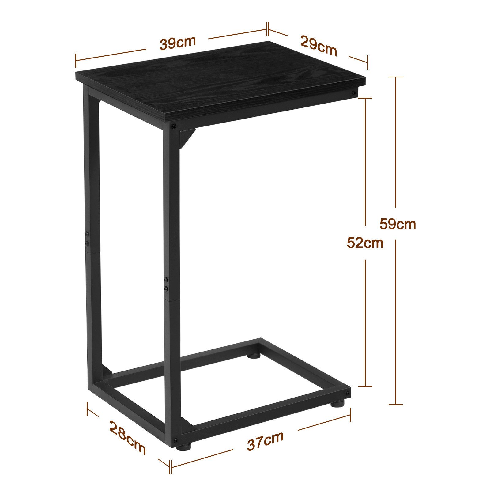 AMHANCIBLE Beistelltisch Laptop-Tisch & Couchtisch 2er Set, für Wohnzimmer & Schlafzimmer (2-St), C-förmig, zum Unterschieben unter Sofa/Bett, mit Metallgestell – Bild 2 von 5