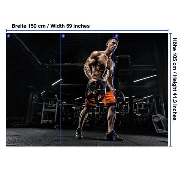 wandmotiv24 Fototapete Workout Fitness muskulöser Mann, glatt, Wandtapete, Motivtapete, matt, Vliestapete