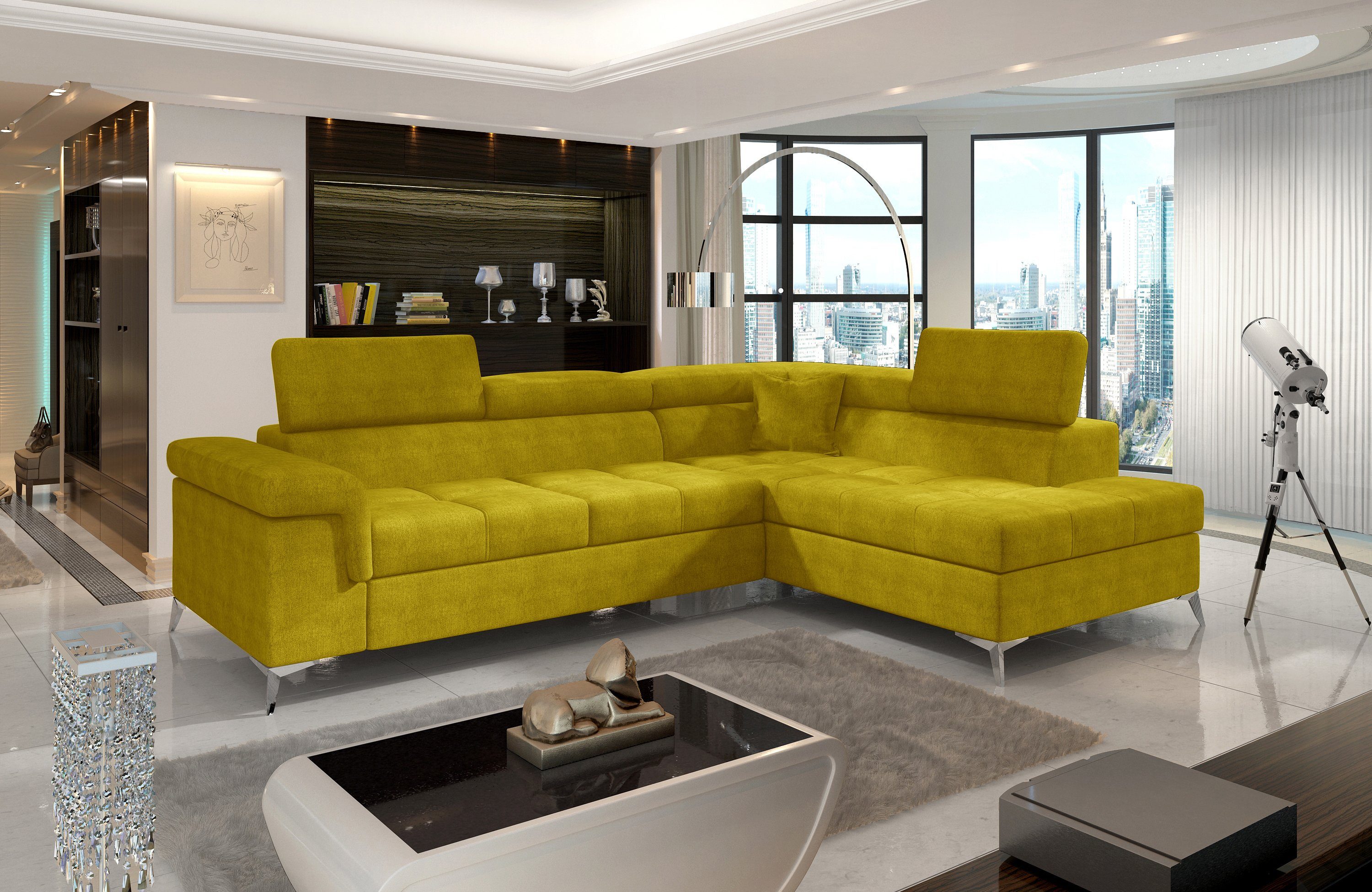 Omega L-form 68 Schlafsofa Wohnlandschaft Rechts Links Eridano yourhouse24 Ecksofa Bettkasten