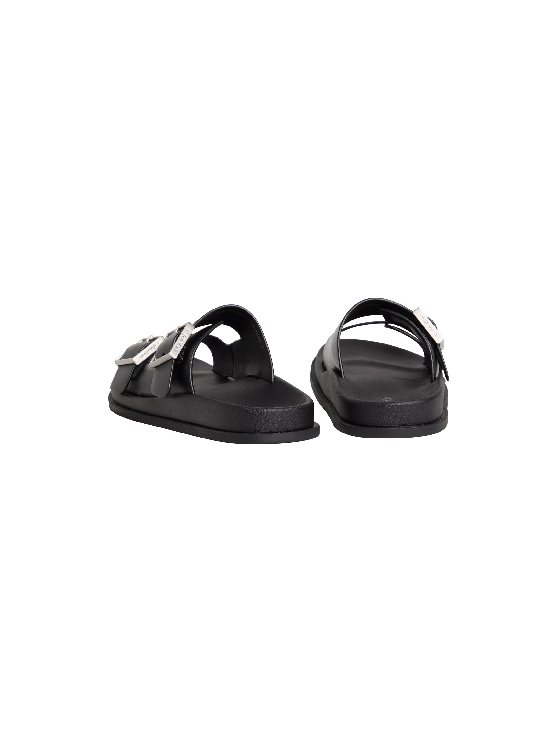 Calvin Klein CITY SANDAL BUCKLE LTH Pantolette Sommerschuh, Hausschuh, Strandschuh mit Plateau und Schnallen