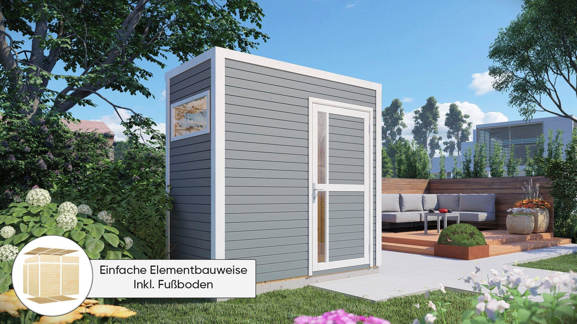 KONIFERA Gartenhaus Cubus 1, BxT: 234x121 cm, Inklusive Fußboden