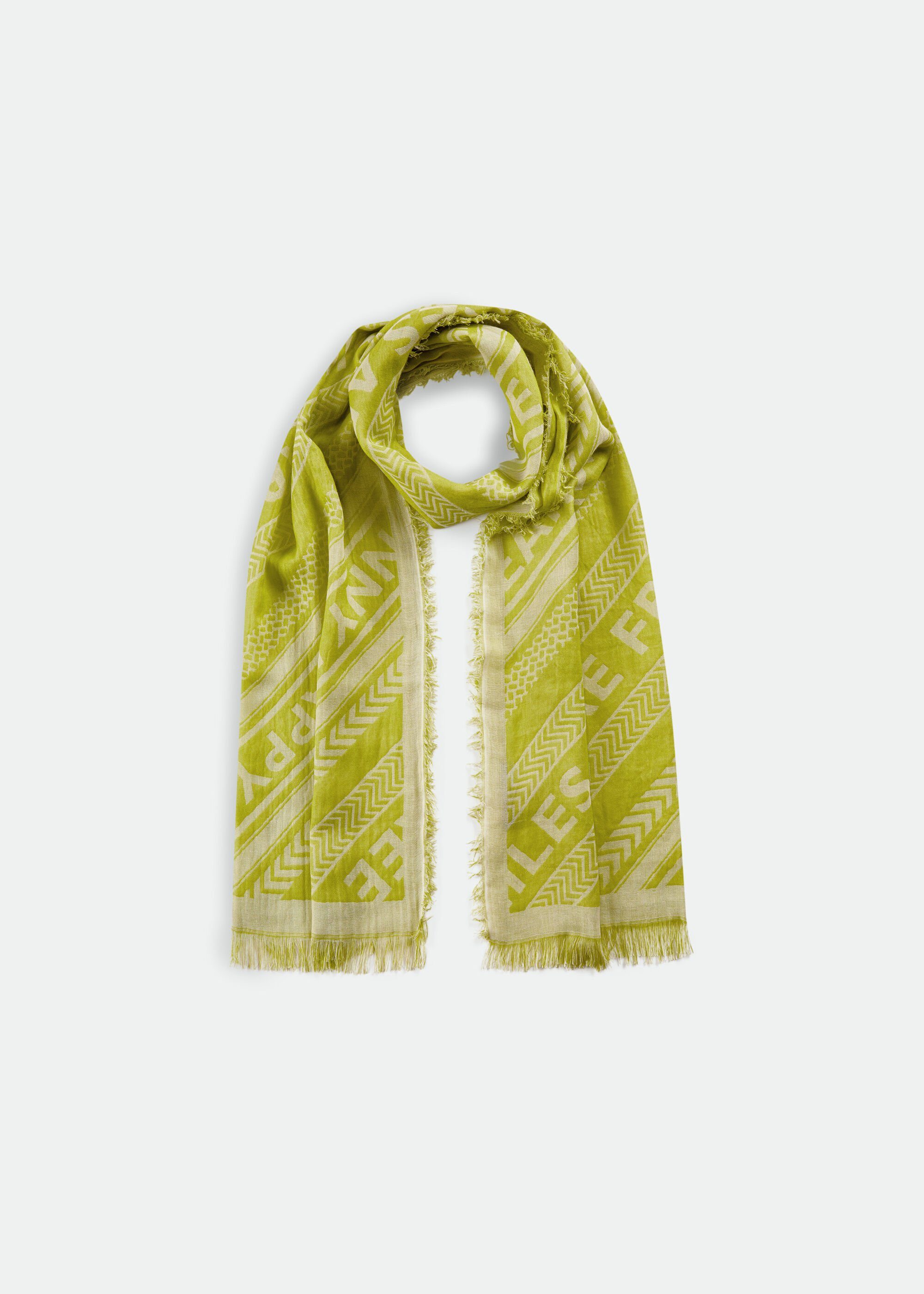 mit im Baumwolle ARE aus FREE-Message, Modeschal Codello Schal YELLOW allover SMILES MEDIUM Jacquard-Muster