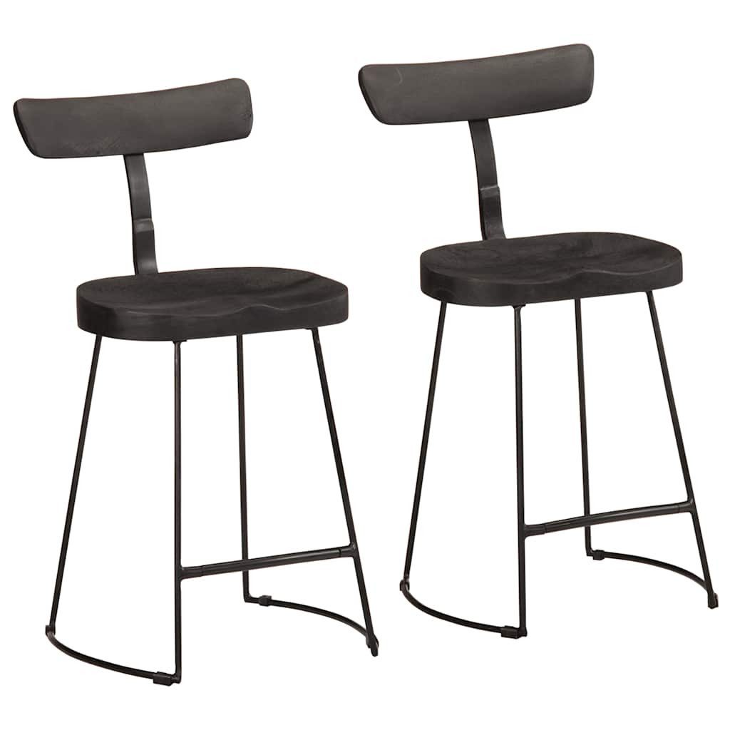 Barhocker Barhocker 2 Stk. Schwarz 49x43x79 cm Massivholz