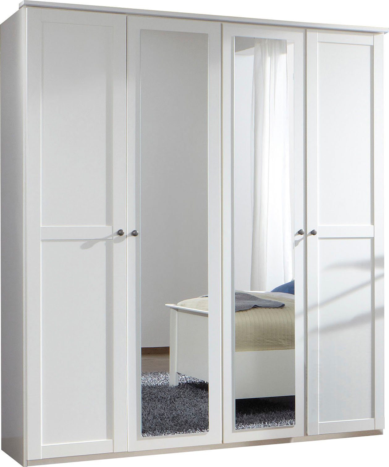 Wimex Kleiderschrank Chalet weiß mittig mit Spiegeltüren