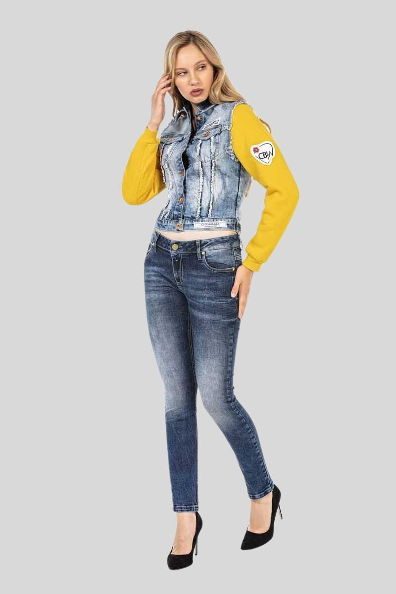 Cipo & Baxx Jeansjacke Jacken mit Sweat-Ärmeln