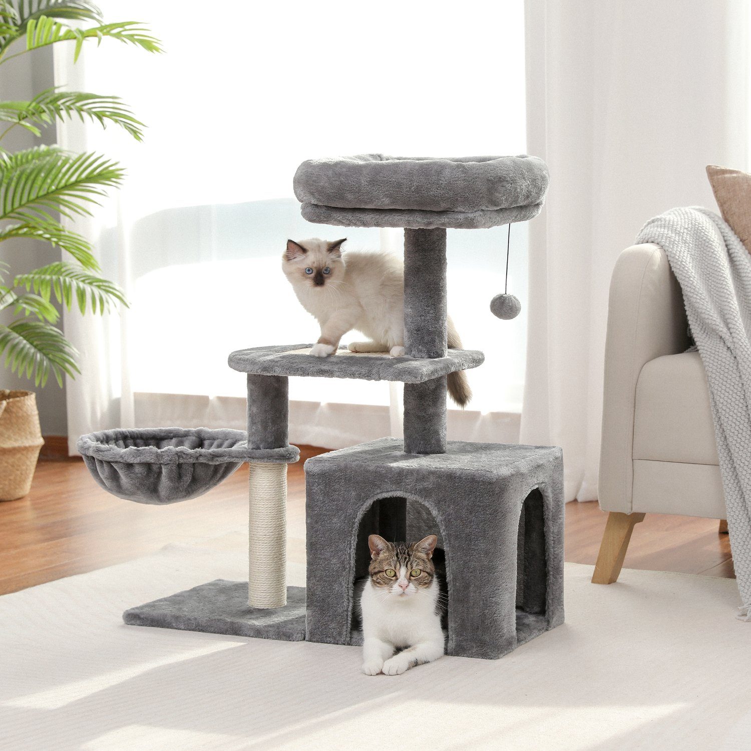 PAWZ Road Kratzbaum Kratzbaum,Plüsch-Katzenturm,Sisal-Kratzbaum für Kätzchen, für kleine Katzen, Hängematte