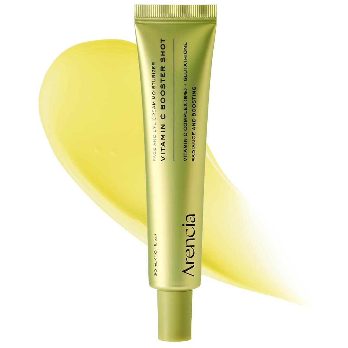 Arencia Anti-Aging-Augencreme Vitamin C Booster Shot 30ml – Hochkonzentriertes Serum mit stabilem, Vitamin-C-Komplex & Glutathione – unterstützt ebenmäßigen Teint, Glow und gepflegte Haut – leichte Gel-Creme-Textur