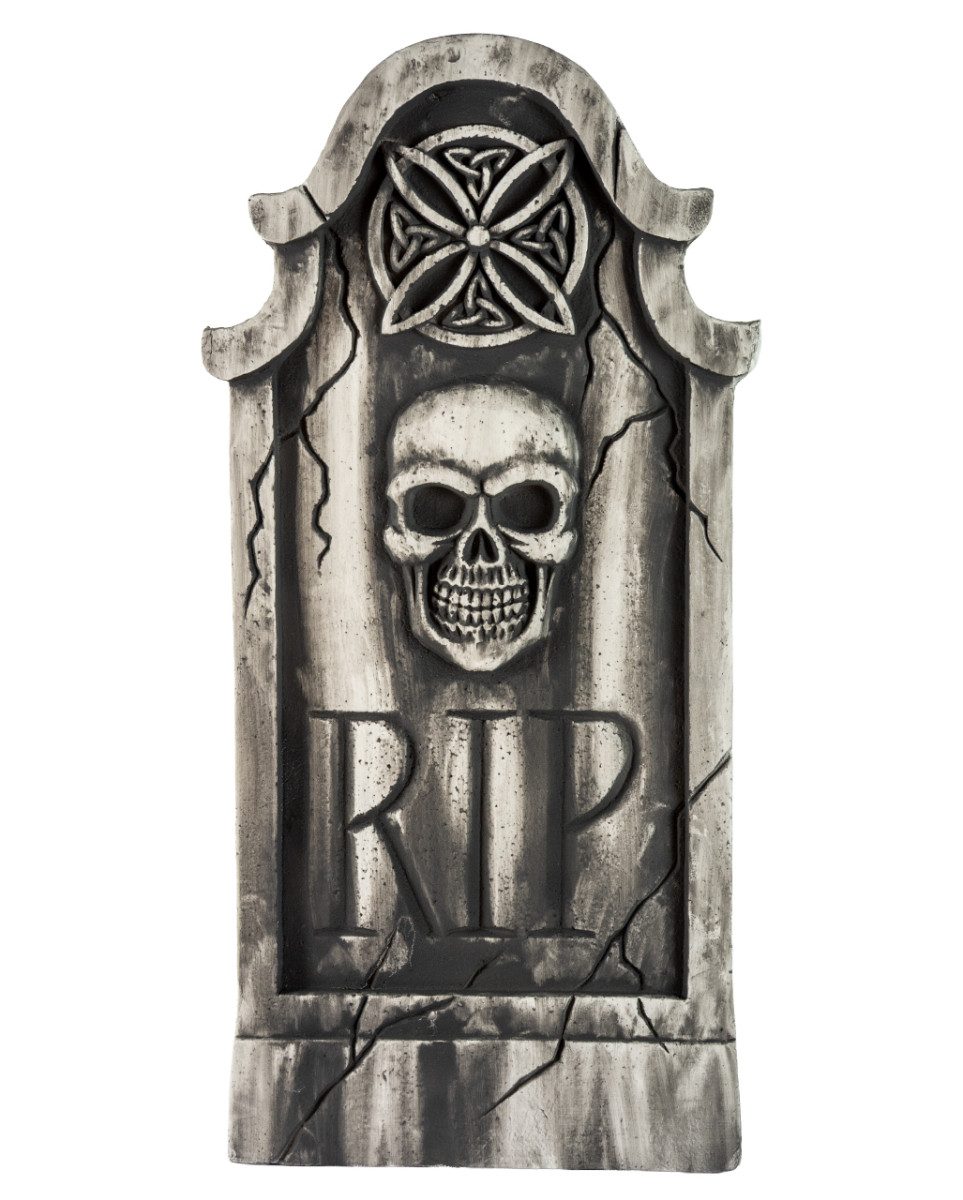 Dekoobjekt Eindrucksvoller Gothic Grabstein mit Totenkopf & R