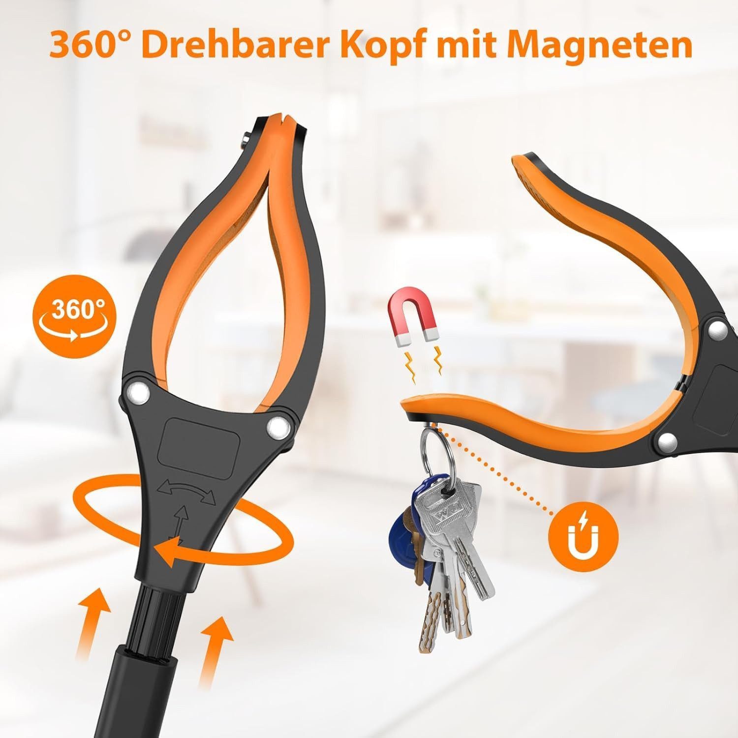 FELIXLEO Greifarm 2er-Pack 80cm Greifzange für Senioren mit 360° Drehkopf rutschfest., 2-tlg. – Bild 5 von 5