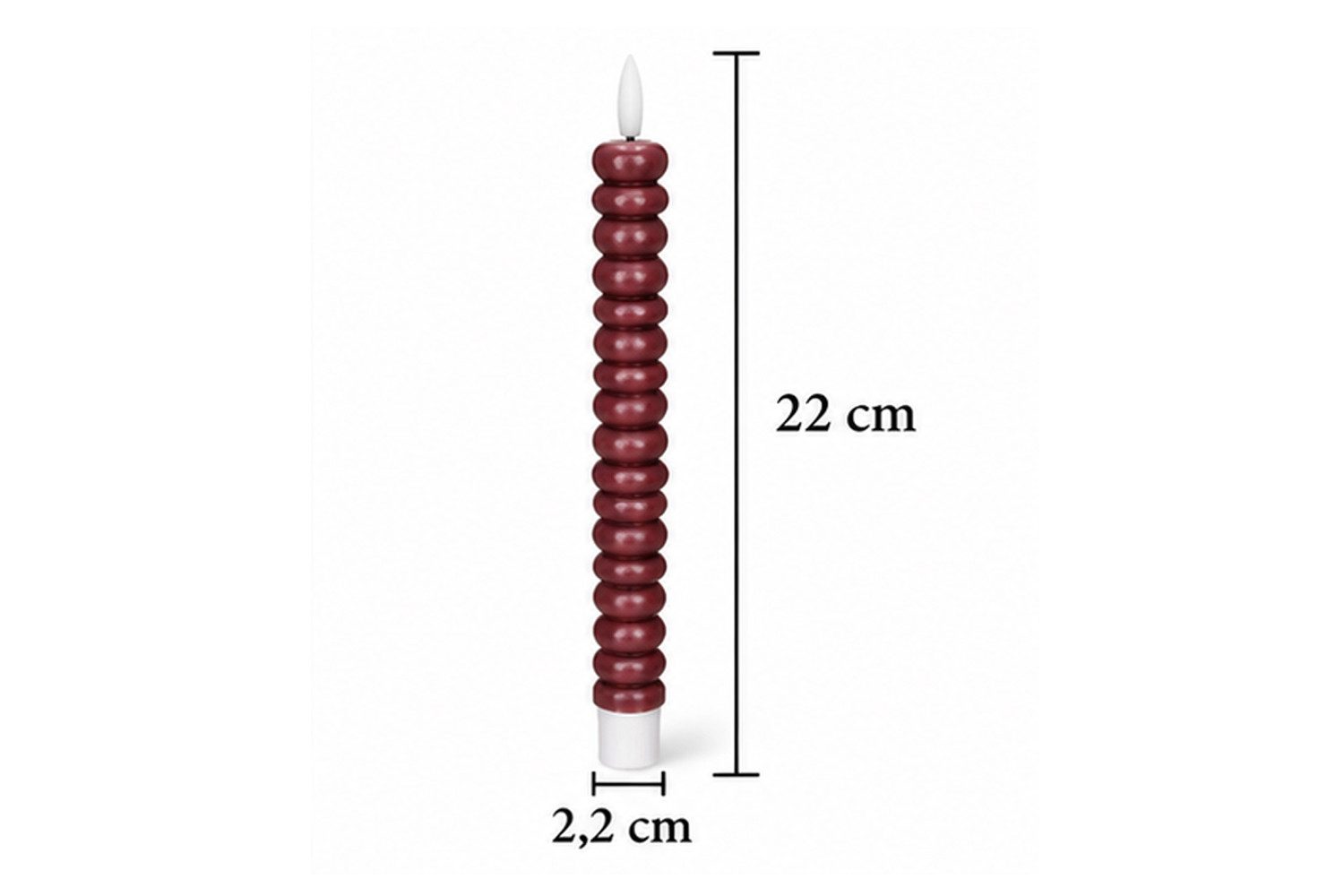 dasmöbelwerk LED-Kerze LED-Stabkerzen 2er Set Ø2,2x22 cm Dinnerkerze Timer Dunkelrot, Leuchtmittel nicht enthalten – Bild 3 von 5