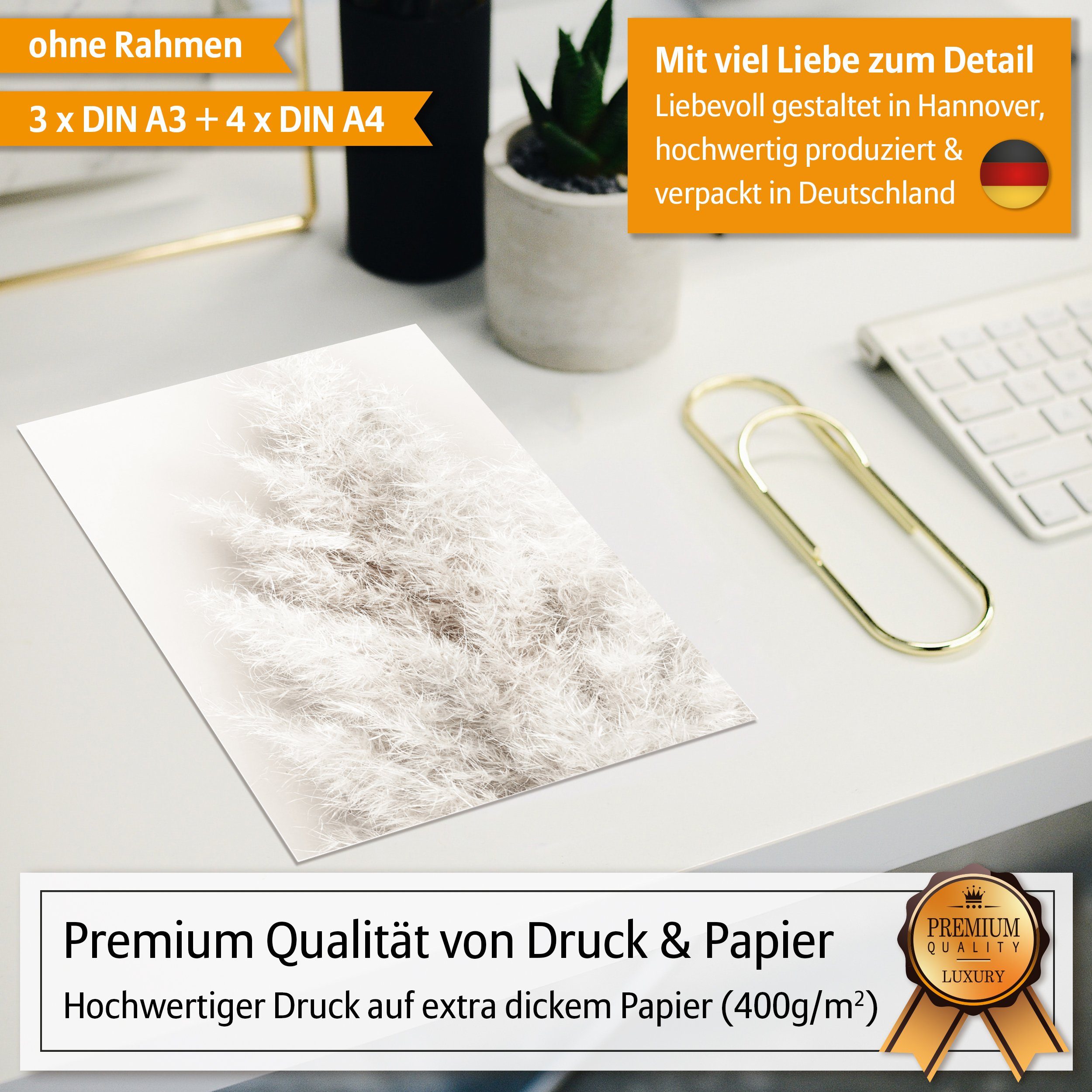 Hyggelig Home Poster Arabic, Premium Poster Set OHNE & MIT Rahmen - Wandbilder schwarz weiß, Stadt (Set, 7 St), Collage Pflanzen, Qualitätsdruck auf dickem Papier